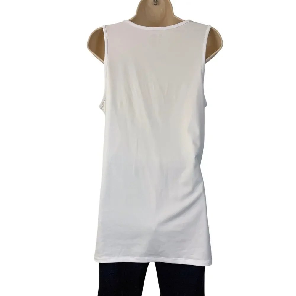 Reel Legends White Sleeveless Adjustable Ruched Side Tank Top Performance Fabric - Picture 2 of 16